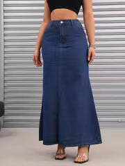 High-Waist Bodycon Denim Maxi Skirt