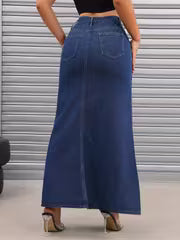 High-Waist Bodycon Denim Maxi Skirt
