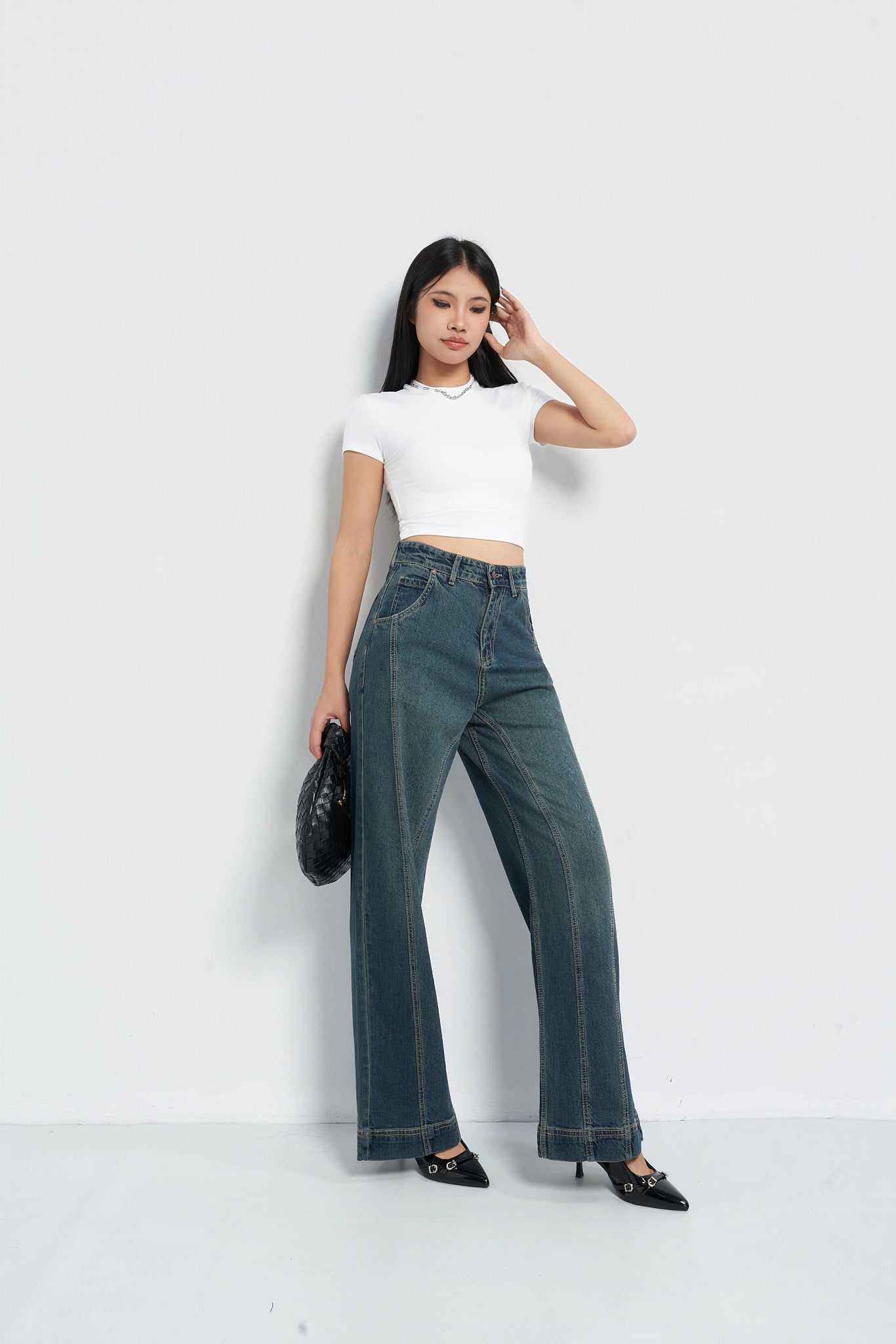 Tinted Vintage Washed Wide Leg Baggy Jeans