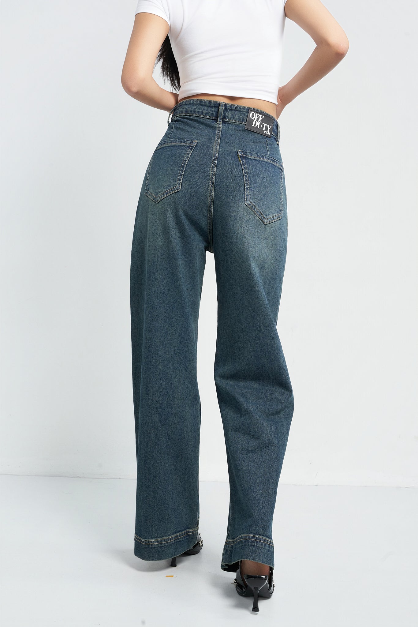 Tinted Vintage Washed Wide Leg Baggy Jeans