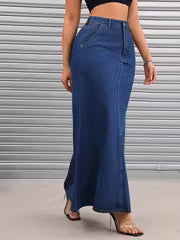 High-Waist Bodycon Denim Maxi Skirt
