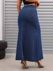 High-Waist Bodycon Denim Maxi Skirt