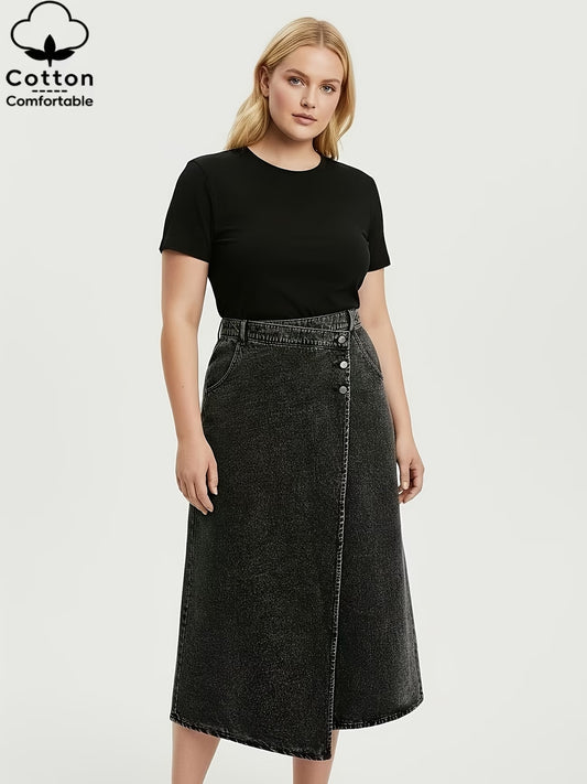 High-Waist Asymmetrical Denim Skirt