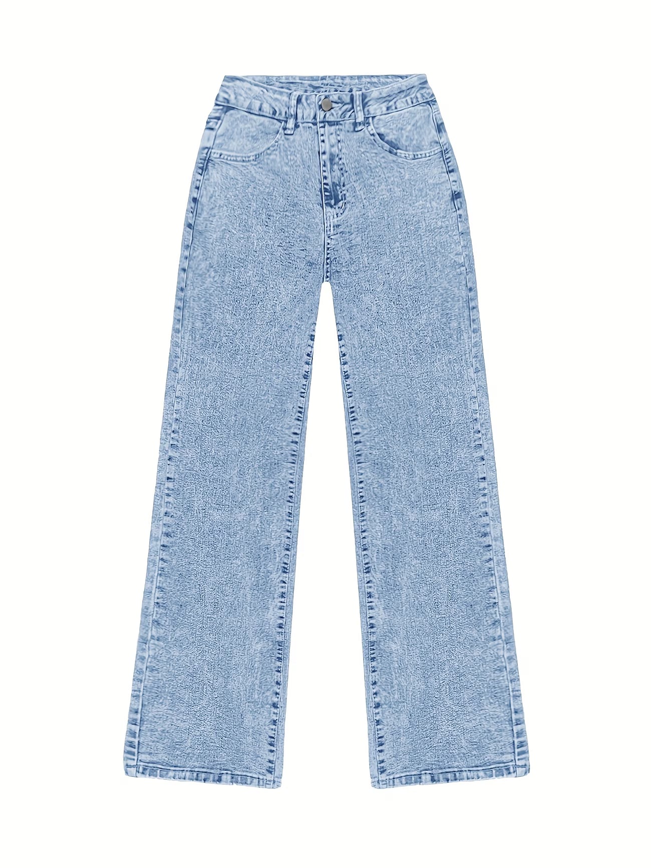 High-Waist Wide Leg Acid Wash Jeans for Women