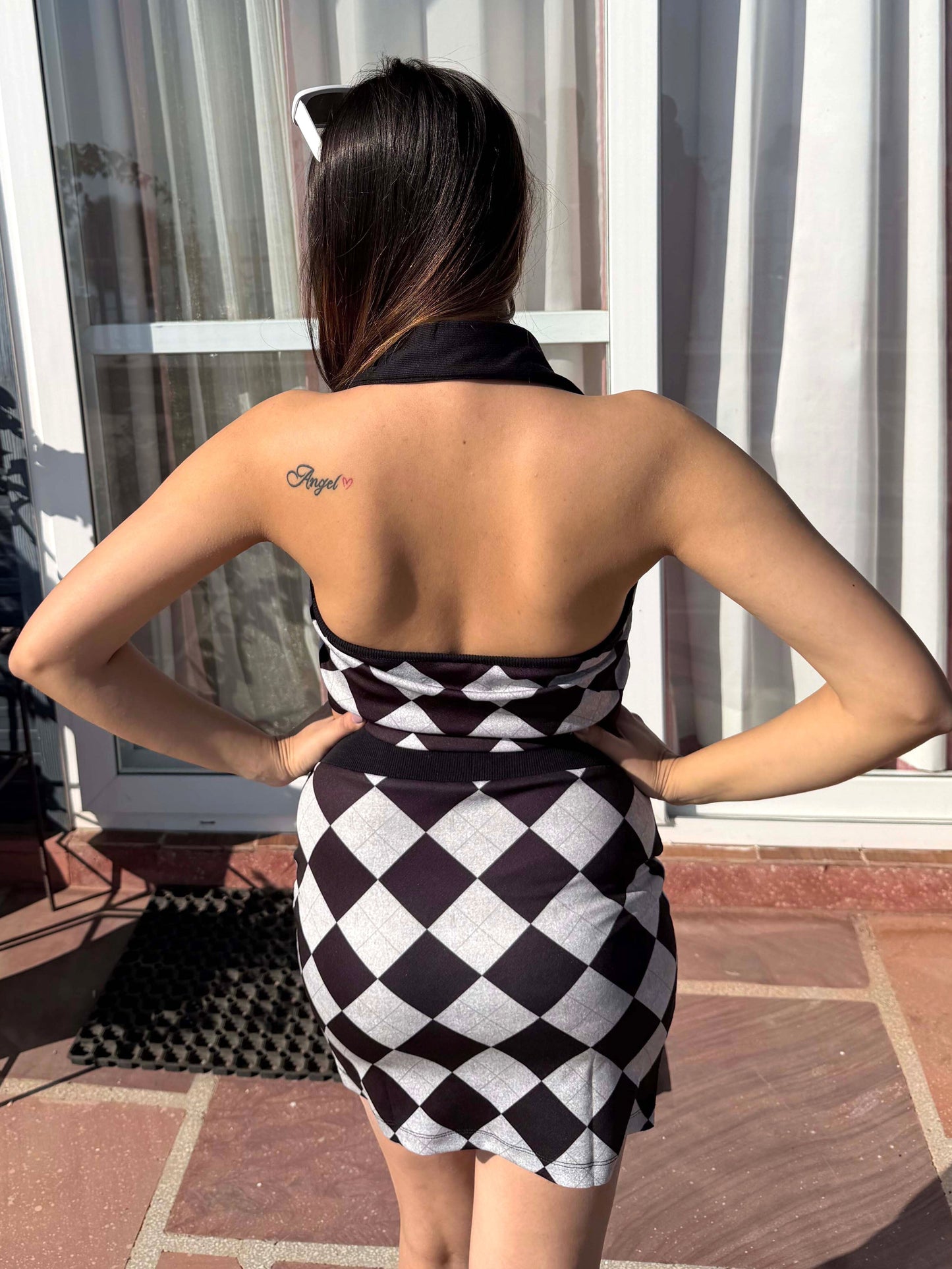 TANDUL Women Stunning Black and White Checkered Co-ord Set