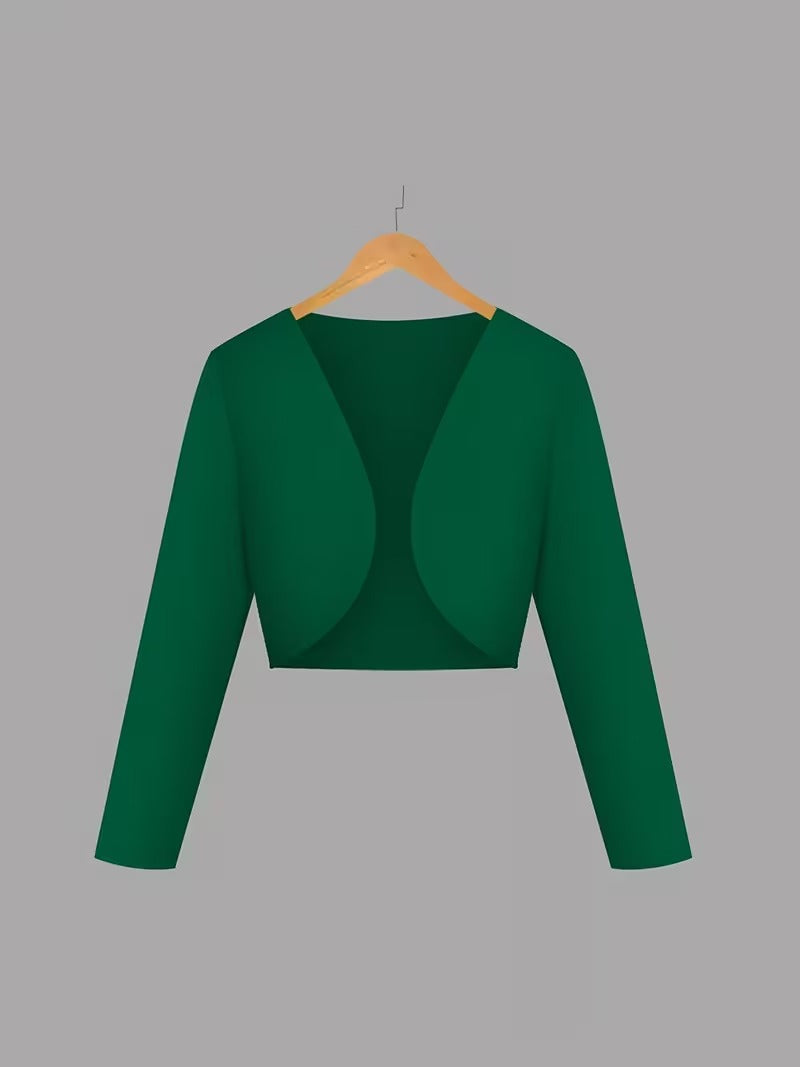 Elegant 2-Piece Women’s Outfit | Green Cardigan Jacket with Floral Suspender Dress Set