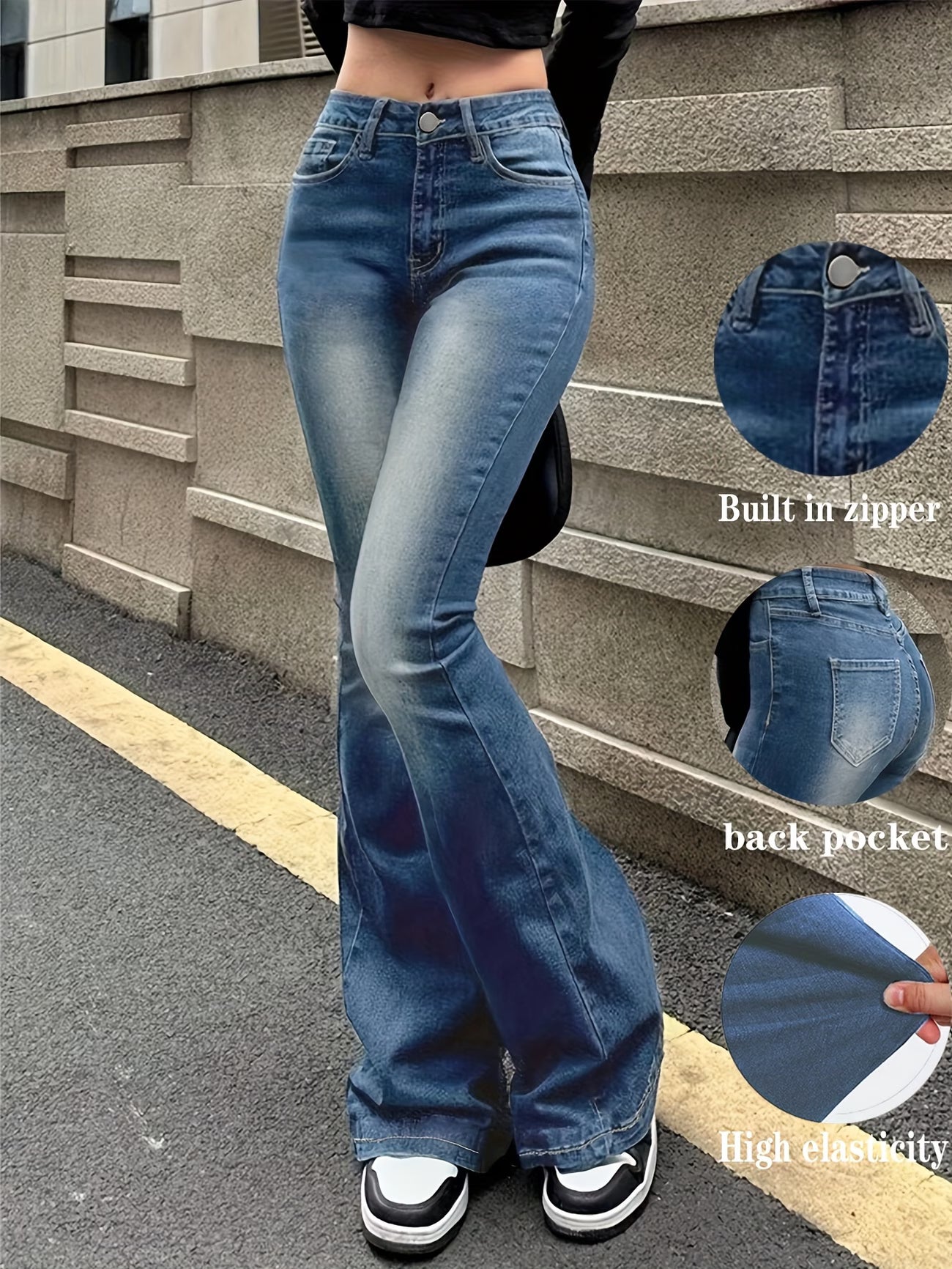 Retro Flare High-Waist Stretch Jeans for Women