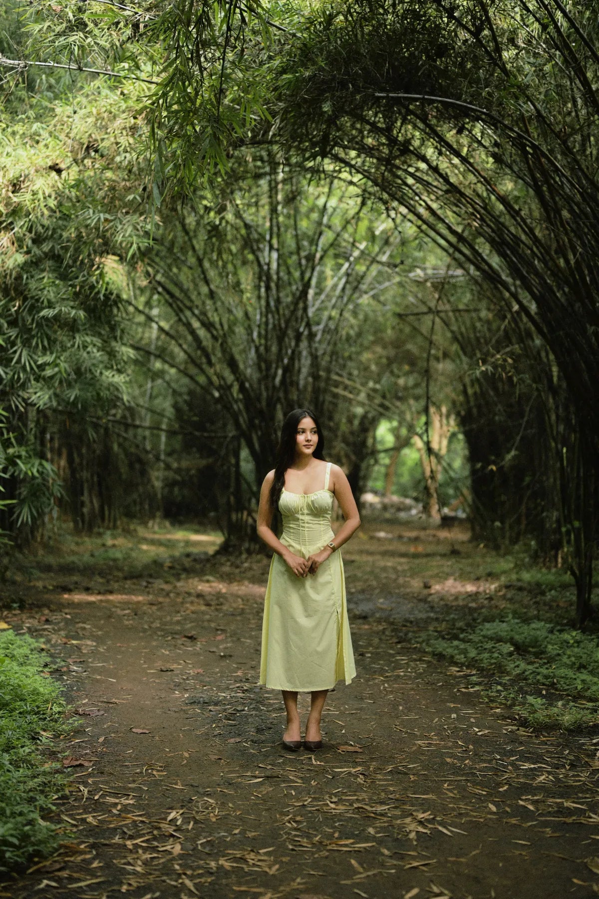 Buttercup Yellow Corset Midi Dress..