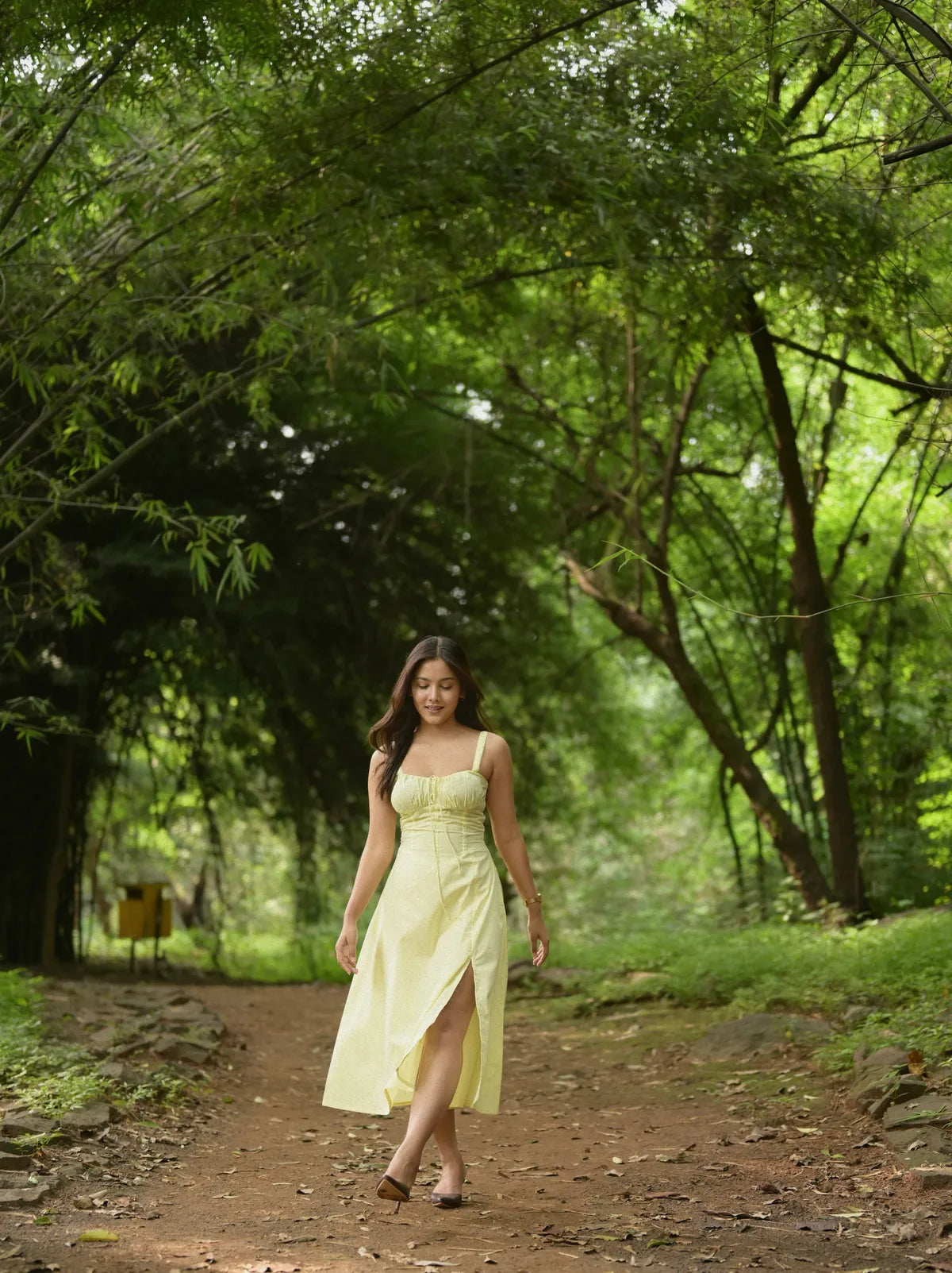 Buttercup Yellow Corset Midi Dress..