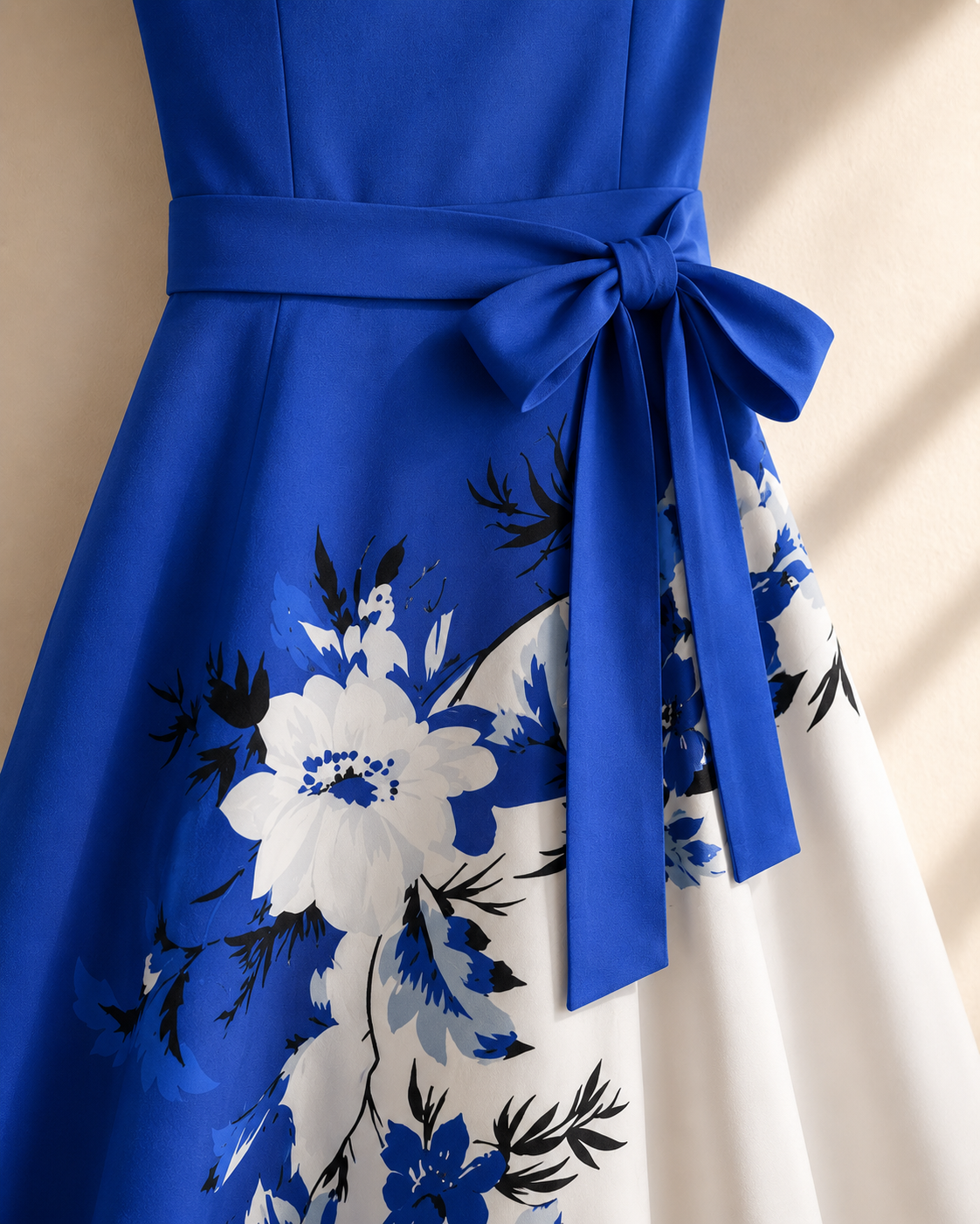 Uzume Elegant 2-Piece Women’s Royal Blue Cardigan Jacket & Floral Suspender Dress Set