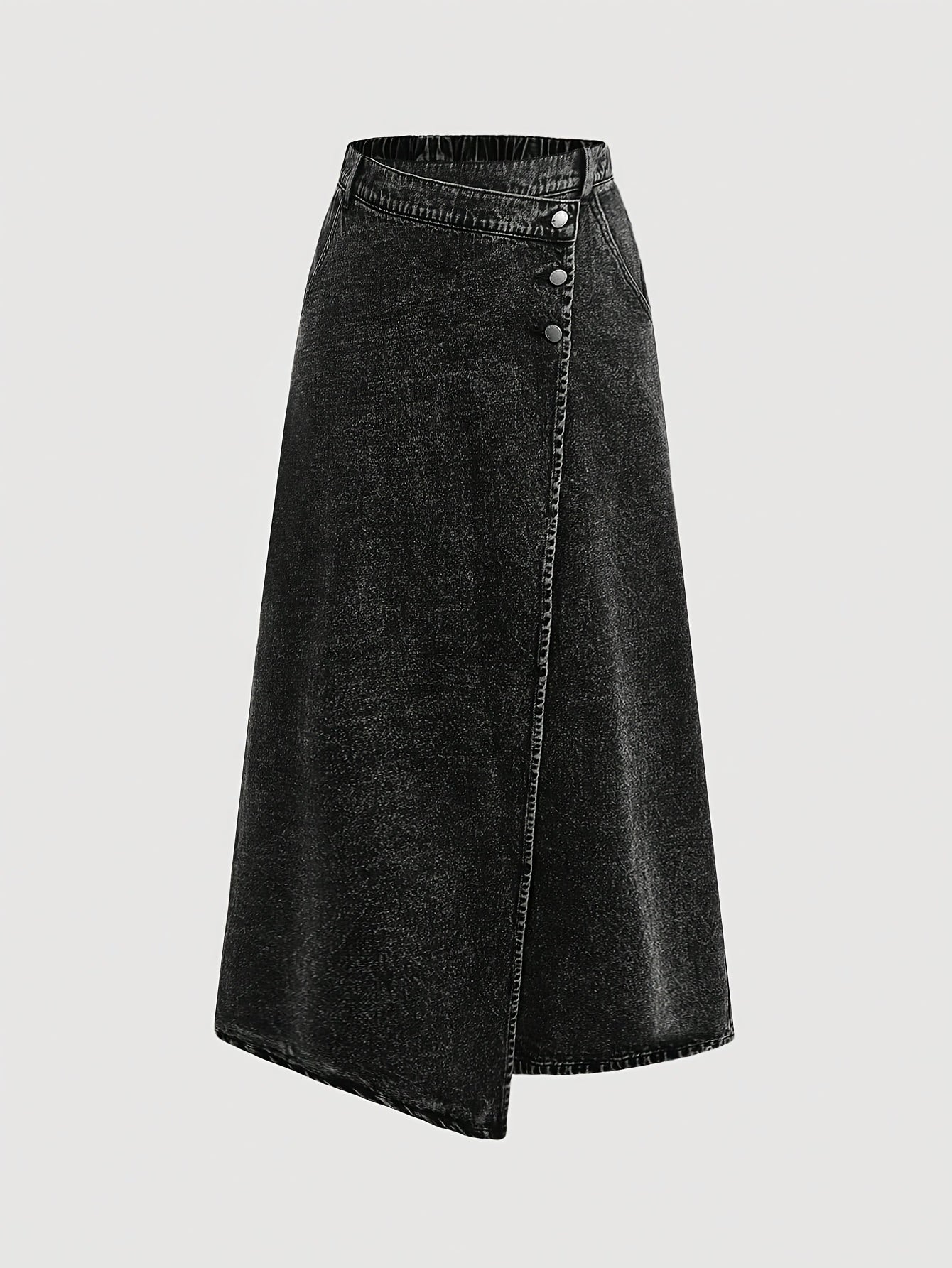 High-Waist Asymmetrical Denim Skirt