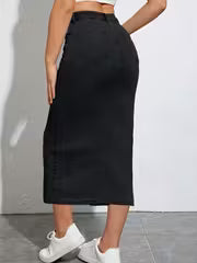 Elevra High-Waist Denim Maxi Skirt