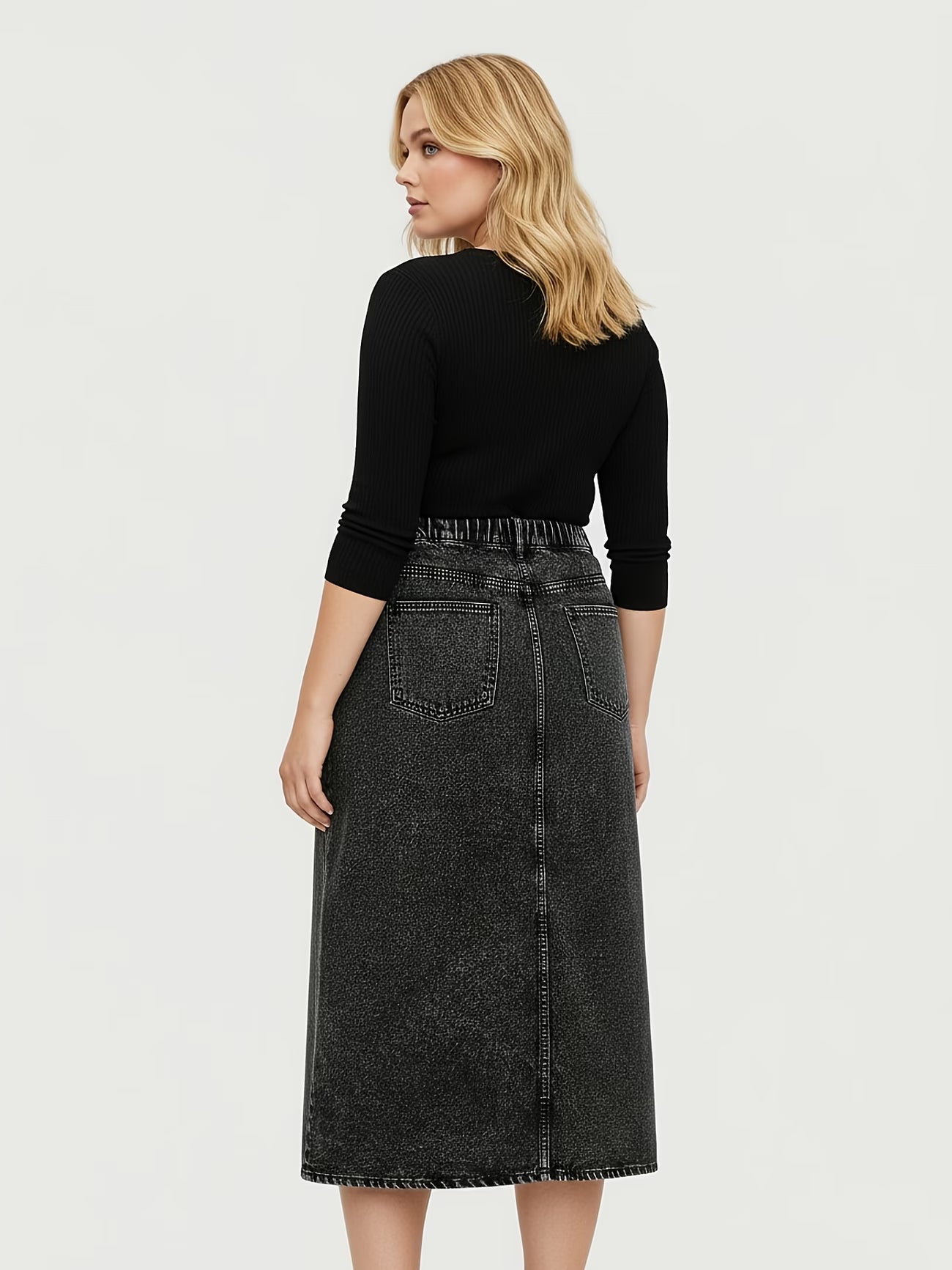 High-Waist Asymmetrical Denim Skirt