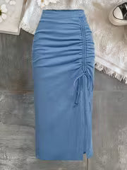 EdgeZip High-Waist Zipper Denim Skirt