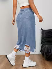FlowFit A-Line Slit Denim Skirt